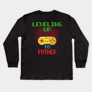 Promoted To Father T-Shirt Unlocked Gamer Leveling Up Kids Long Sleeve T-Shirt